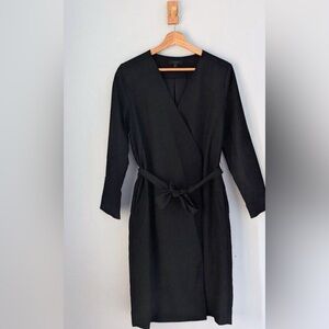 COS Long Sleeve Wrap Dress Knee Length Tie Belt 100% Polyester Size EU 38/US 8